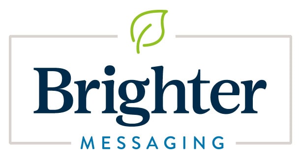 Brighter Messaging logo with a green leaf above the text.