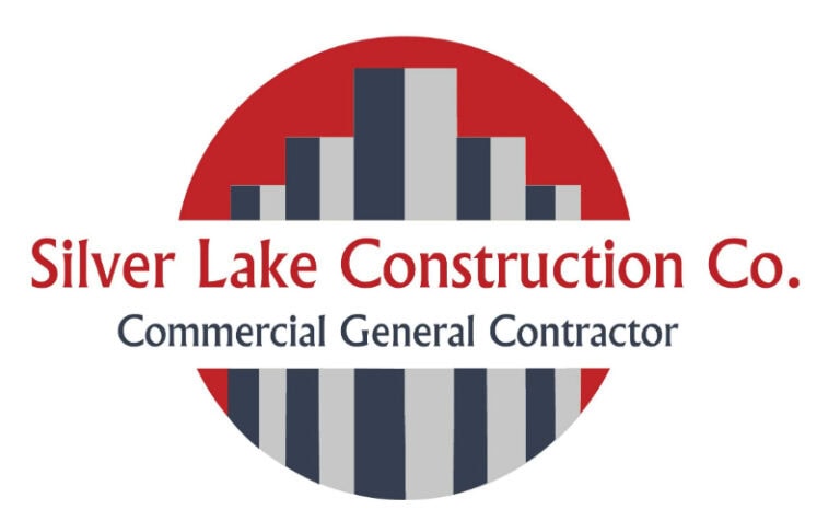 Silver Lake Construction Co. logo with a city skyline and striped pattern.
