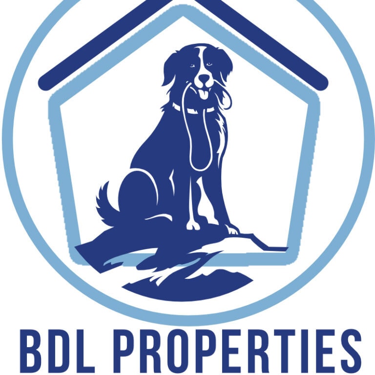 Logo of BDL Properties featuring a sitting dog inside a house outline.