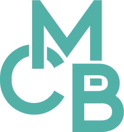 Stylized logo with overlapping letters M, C, B, and D in teal color.