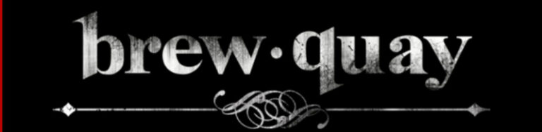 Brew Quay logo with black background and white text.