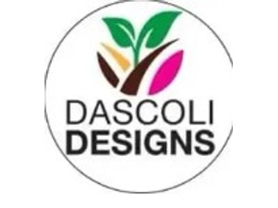 Dascoli Designs logo with colorful leaf design above text.