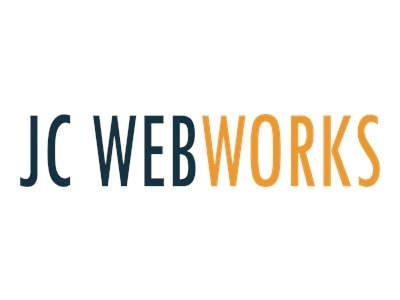 JC WebWorks logo with text in black and orange.
