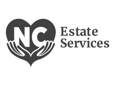 NC Estate Services logo with heart and hands design.