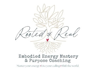 Logo with a tree illustration and the text 'Rooted & Real'.