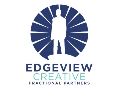EDGEVIEW CREATIVE logo with a silhouette of a person standing in front of a circular, radiating patt.