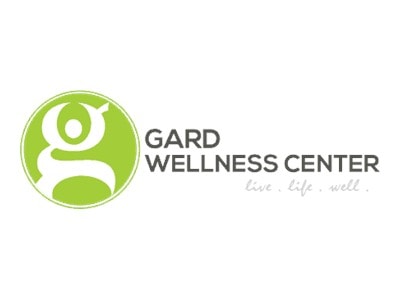 Gard wellness center logo with green "g" and tagline "live, life, well".