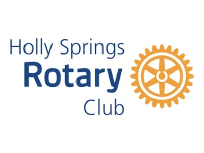 ROTARY Club logo with gear symbol and text "Holly Springs Rotary Club".