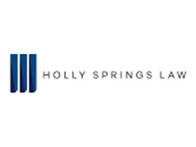 Holly Springs Law logo with three blue vertical bars and text.